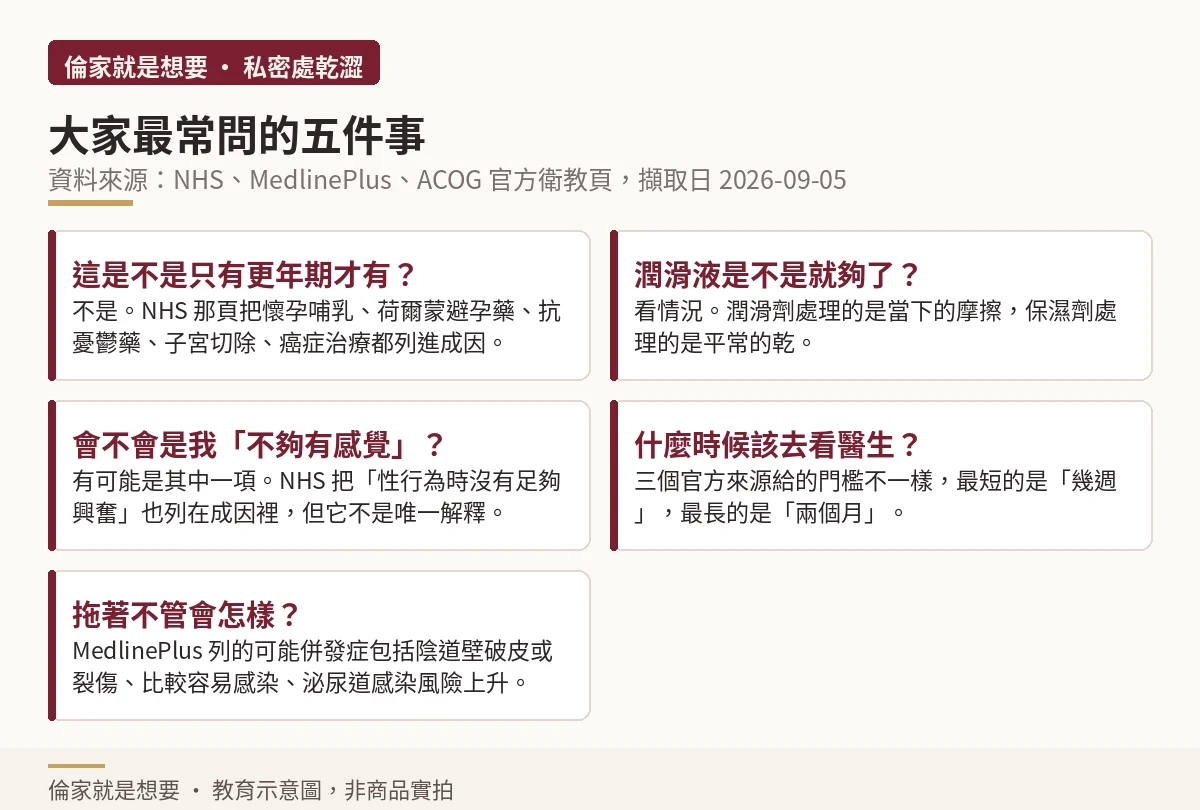 私密處乾澀最常被問的五個問題與各自的簡短回答
