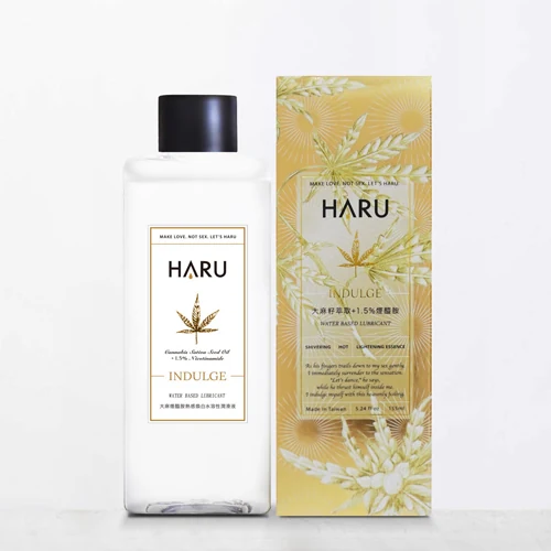 HARU INDULGE 大麻煙醯胺熱感煥白水溶性潤滑液 155ml 外瓶正面